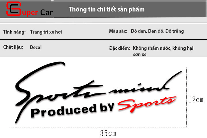 Thông tin chi tiết của sản phẩm tem dán Sport Mind